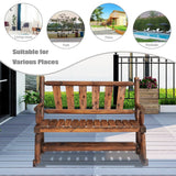 Kinsunny Wood Double Rocking Chair Rocking Loveseat Patio Rocker Chair Bench with 2-Seat for Garden Backyard