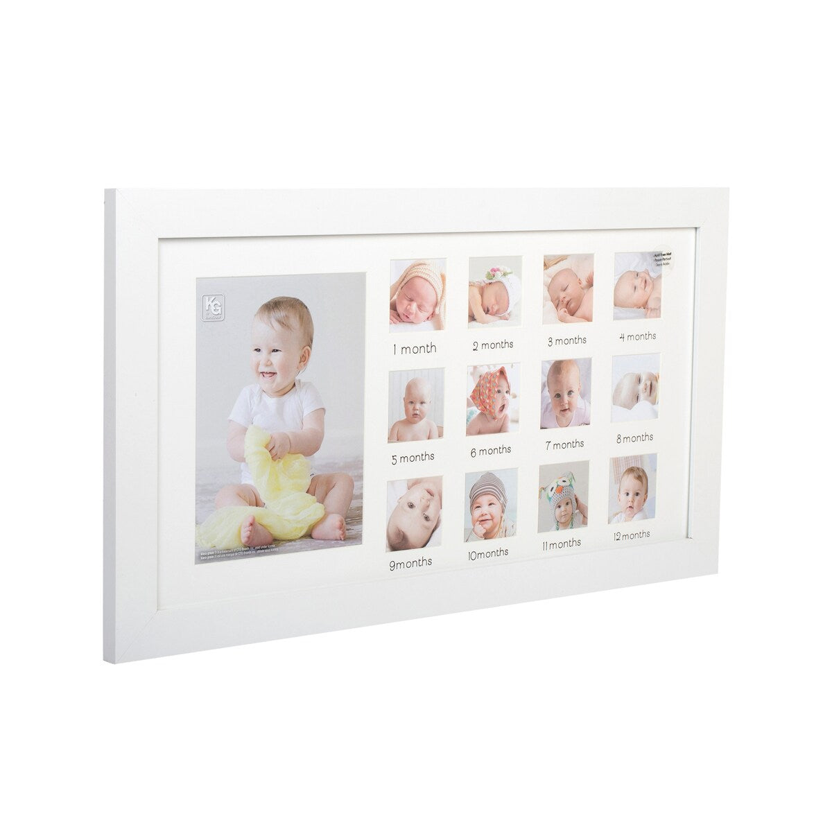 Kirea Grace Wall Mounted Photo Collage Frame - Display 1-6"x8", 12-2.5"x2.5" Pictures, White