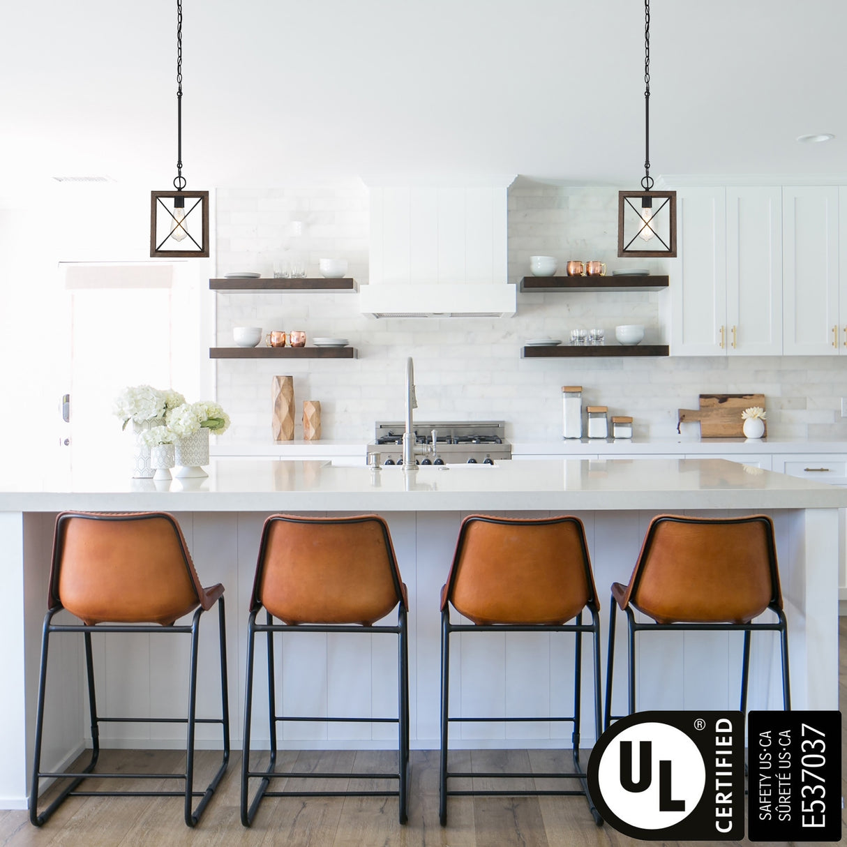 Kiro 1-light Modern Farmhouse Rectangle Pendant Light with UL Certified - N/A