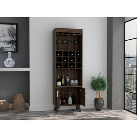 Kisco 1-Drawer 2-Shelf Bar Cabinet Dark Walnut