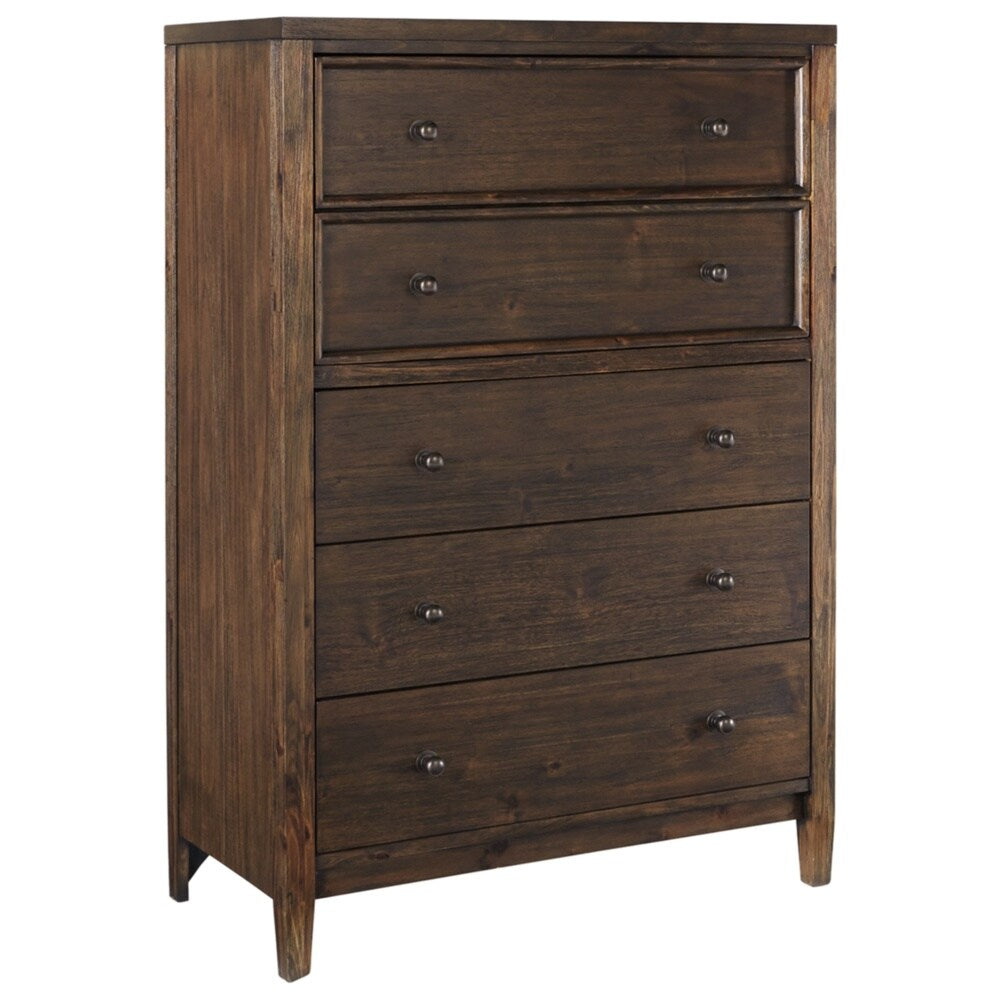 Kisper Brushed Dry-Brown Five Drawer Chest