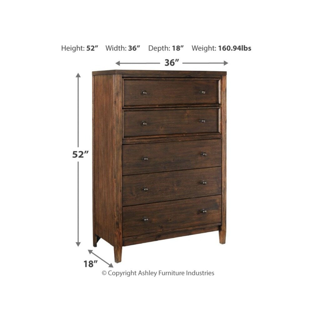 Kisper Brushed Dry-Brown Five Drawer Chest