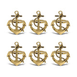 KitchaBon Anchor Gold Napkin Rings for Table Decor - Set of 6 - 2.25 x 1.85 x 1.75 inches