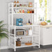 Brown/ Black Kitchen Bakers Rack Industrial Microwave Oven Stand,White 5-Tier Utility Storage Shelf,Kitchen Stand with Hutch