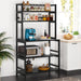 Brown/ Black Kitchen Bakers Rack Industrial Microwave Oven Stand,White 5-Tier Utility Storage Shelf,Kitchen Stand with Hutch