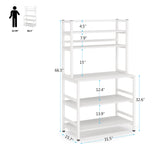 Brown/ Black Kitchen Bakers Rack Industrial Microwave Oven Stand,White 5-Tier Utility Storage Shelf,Kitchen Stand with Hutch