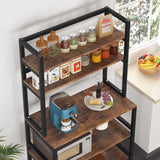 Brown/ Black Kitchen Bakers Rack Industrial Microwave Oven Stand,White 5-Tier Utility Storage Shelf,Kitchen Stand with Hutch