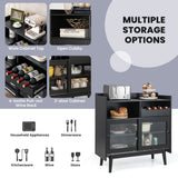 Kitchen Buffet Sideboard Organizer Liquor Bar Cabinet with Wine Rack