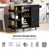 Kitchen Cart Cabinet with Wood Top and Adjustable Storage Shelves