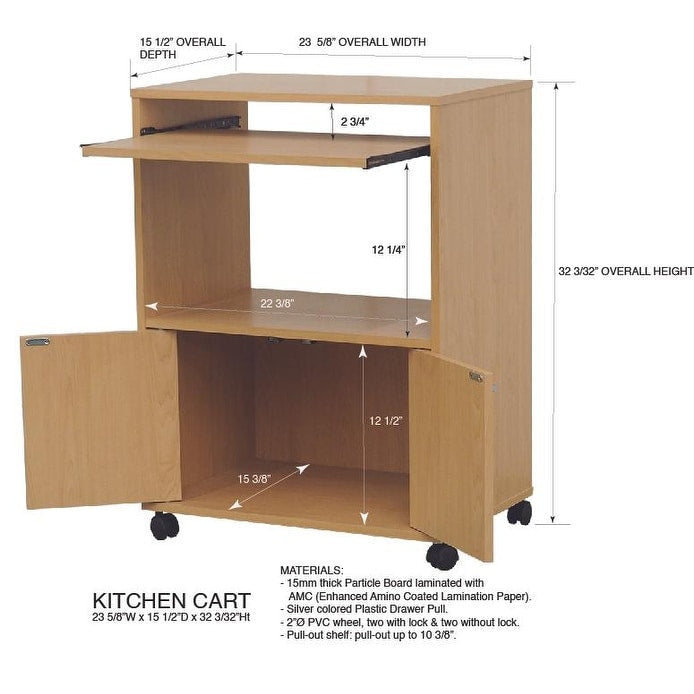 2-Door Kitchen Microwave Cart (White)