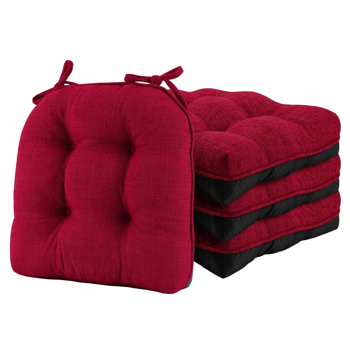 Kitchen Chair Cushions Set of 4, Non-Slip Chair Cushions,Shredded Memory Foam Chair Pads with Ties 15.5" x 15.5"