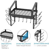 Kitchen Cookware Hanging Shelves with 12 Hooks, Pot Racks Wall Mounted Set of 2