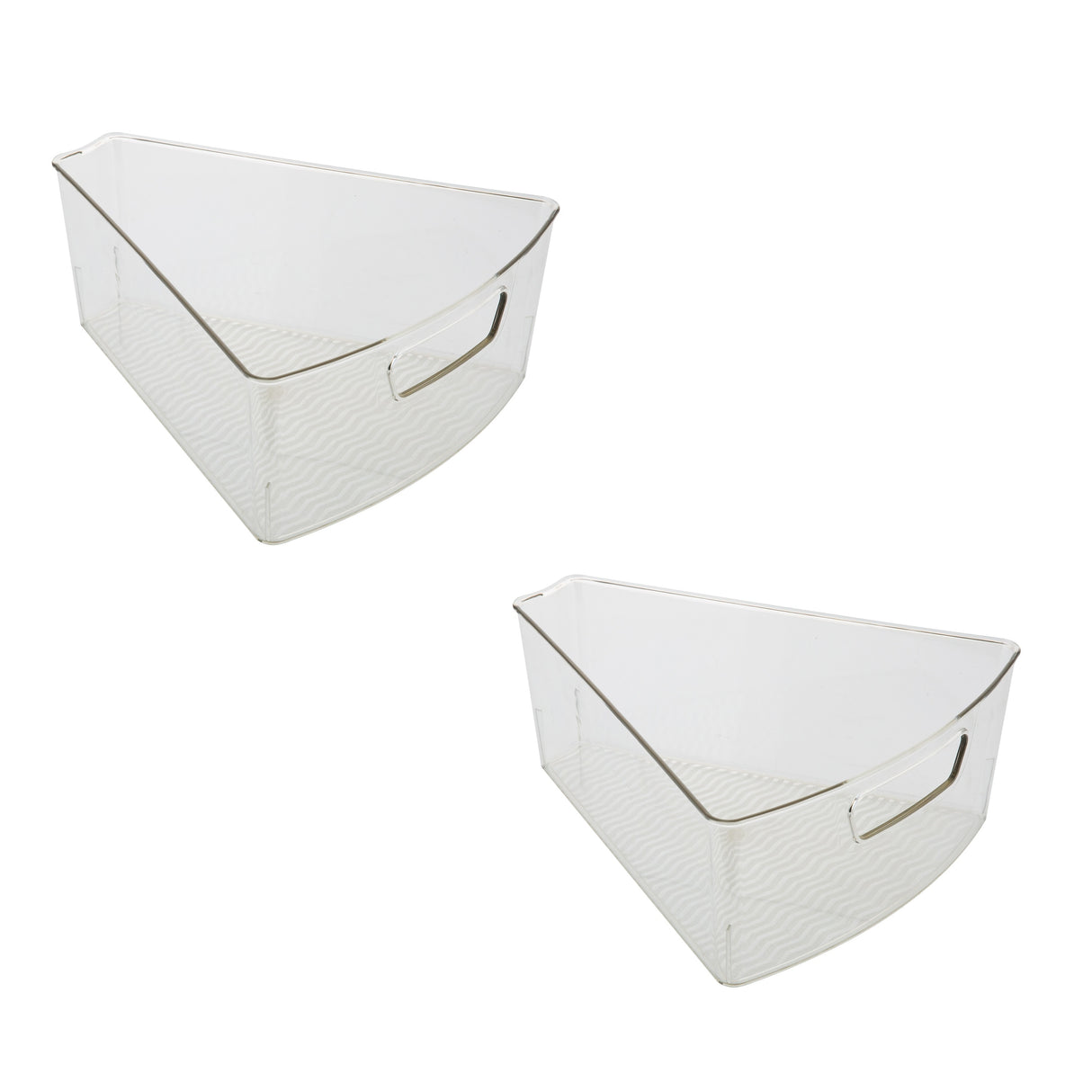 Kitchen Details 2 Pack Triangular Lazy Susan Organizer Bins in Clear - 10.24"x9.25"x4"