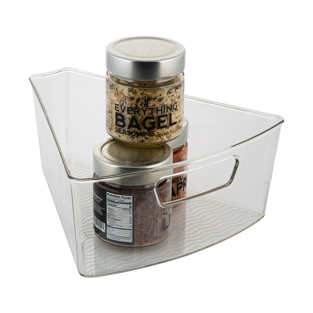 Kitchen Details 2 Pack Triangular Lazy Susan Organizer Bins in Clear - 10.24"x9.25"x4"