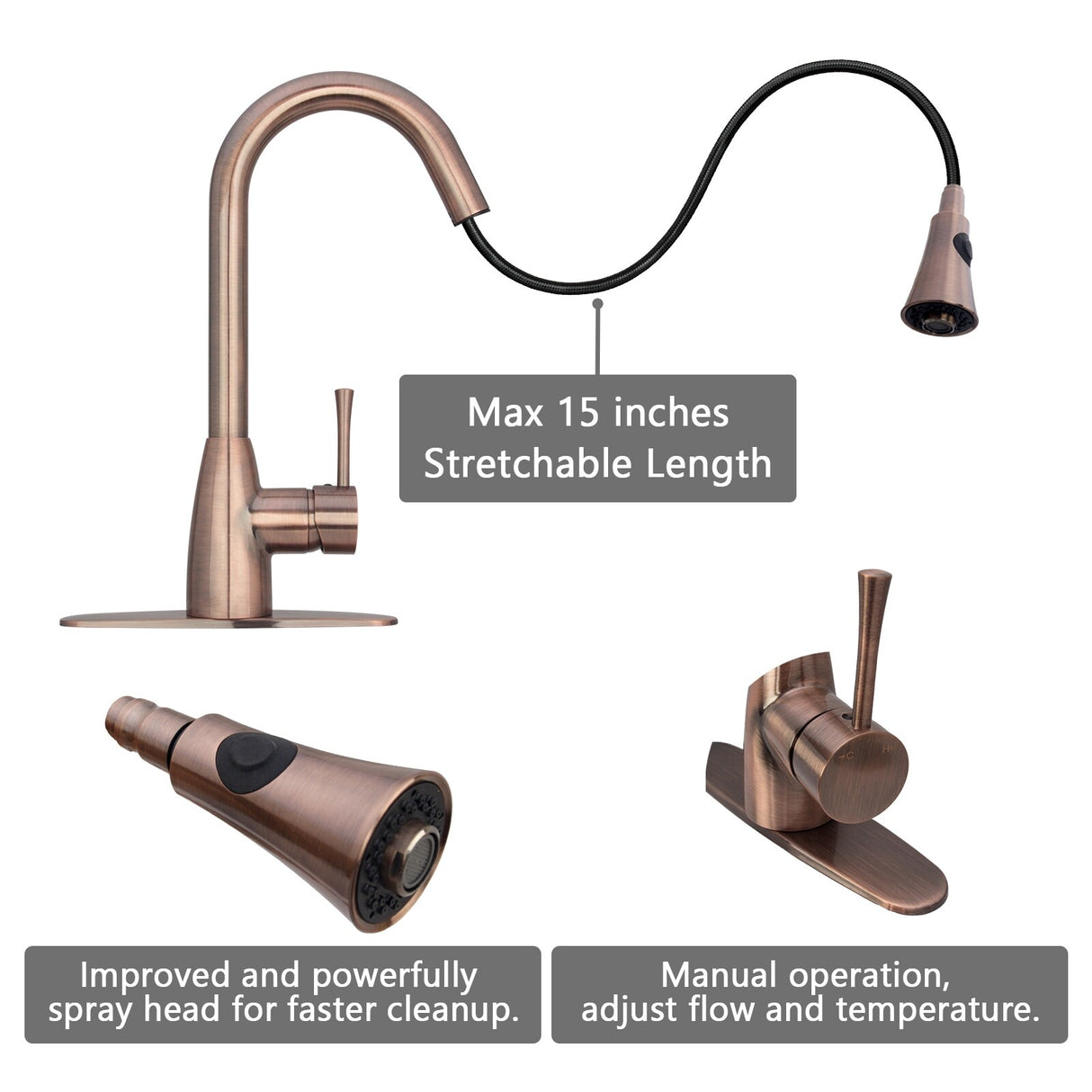 Kitchen Faucet with Single Level Handle and Pull Down Sprayer