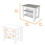 Kitchen Island Dozza, Three Shelves, White / Ibiza Marble Finish