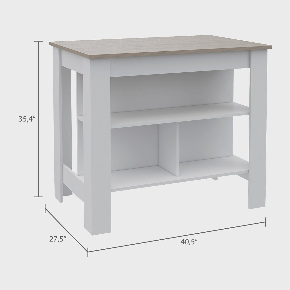 Kitchen Island with Four Legs, Three Shelves