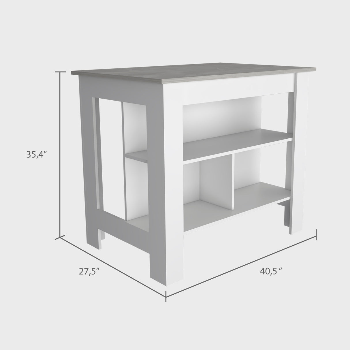 Kitchen Island with Four Legs, Three Shelves