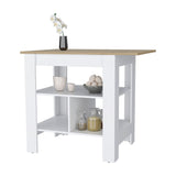 Kitchen Island, 3-Tier Shelf and Large Workstation