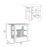 Kitchen Island, 3-Tier Shelf and Large Workstation