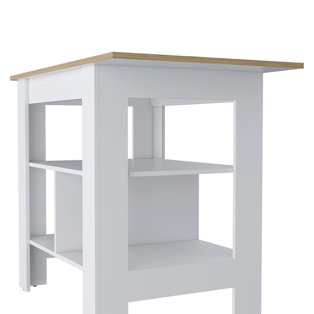 Kitchen Island, 3-Tier Shelf and Large Workstation
