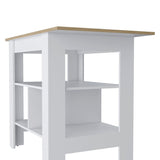 Kitchen Island, 3-Tier Shelf and Large Workstation