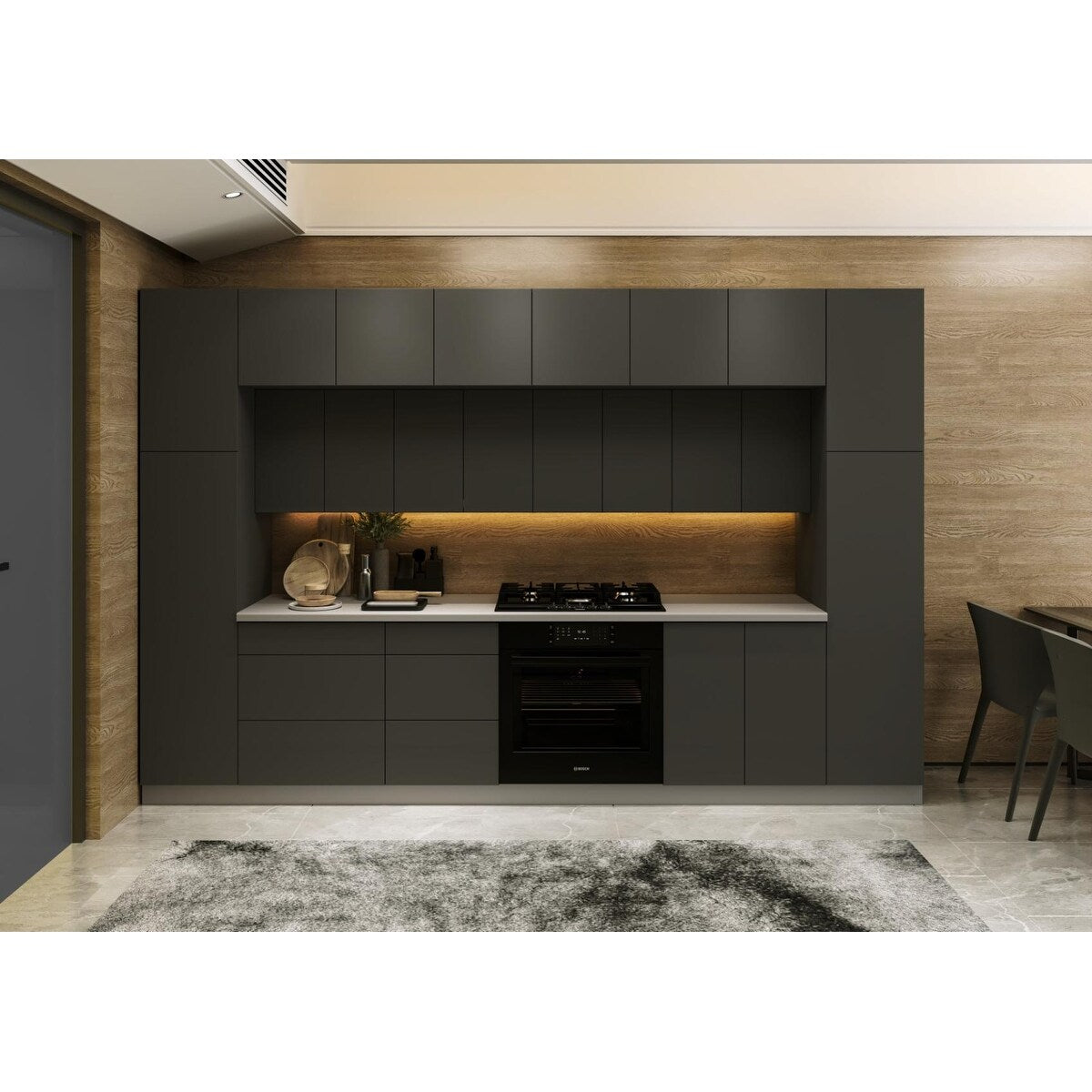Kitchen Luxe Collection Black Color Base Size 12Ft Wide - 143x24