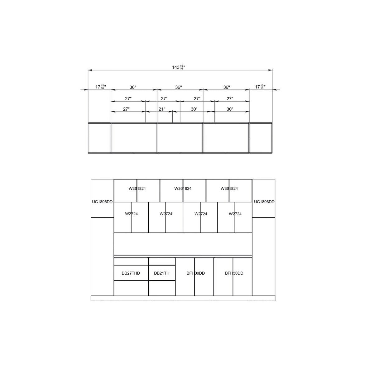 Kitchen Luxe Collection Black Color Base Size 12Ft Wide - 143x24