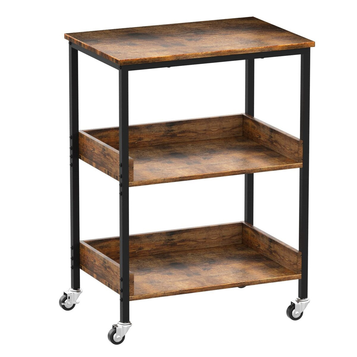 Kitchen Microwave Cart, 3 Tier Rolling Kitchen Utility Cart on Wheels Coffee Cart, Microwave Kitchen Islands Cart with Storage