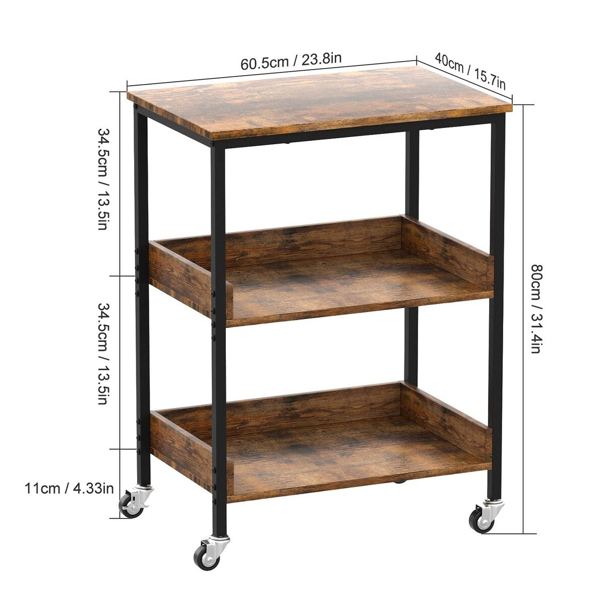 Kitchen Microwave Cart, 3 Tier Rolling Kitchen Utility Cart on Wheels Coffee Cart, Microwave Kitchen Islands Cart with Storage