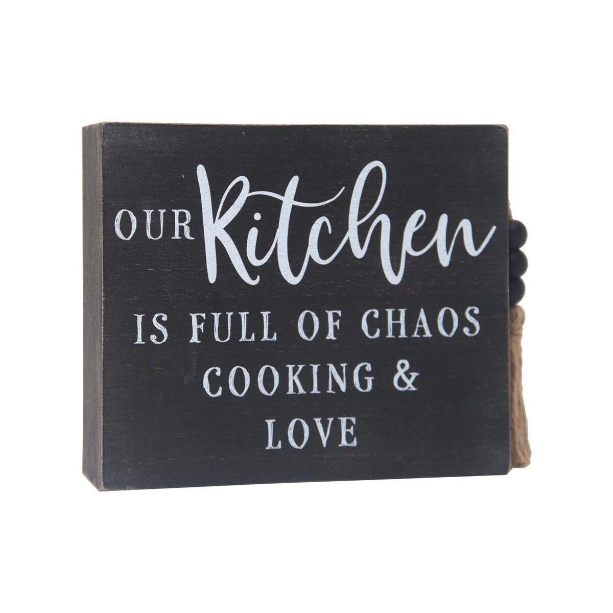 Kitchen Sign Tabletop Decor with Wooden Beads and Tassels