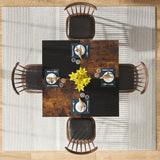 Kitchen Table Dining Table for 4 with Storage Shelf Metal Legs Wood Table Top for Home Dining Room Living Room