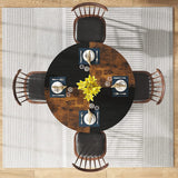 Kitchen Table Dining Table for 4 with Storage Shelf Metal Legs Wood Table Top for Home Dining Room Living Room