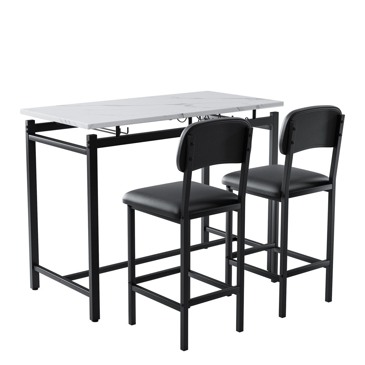 Kitchen Table Set, Dining Table and Chairs for 2, 3 Piece Dining Room Table Set with 2 Upholstered Chairs, Bar Dining Table Set