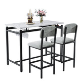 Kitchen Table Set, Dining Table and Chairs for 2, 3 Piece Dining Room Table Set with 2 Upholstered Chairs, Bar Dining Table Set