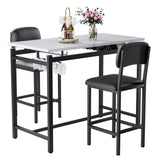 Kitchen Table Set, Dining Table and Chairs for 2, 3 Piece Dining Room Table Set with 2 Upholstered Chairs, Bar Dining Table Set
