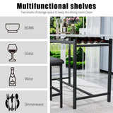 Kitchen Table Set, Dining Table and Chairs for 2, 3 Piece Dining Room Table Set with 2 Upholstered Chairs, Bar Dining Table Set