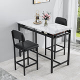 Kitchen Table Set, Dining Table and Chairs for 2, 3 Piece Dining Room Table Set with 2 Upholstered Chairs, Bar Dining Table Set