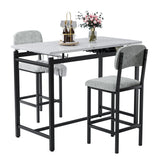 Kitchen Table Set, Dining Table and Chairs for 2, 3 Piece Dining Room Table Set with 2 Upholstered Chairs, Bar Dining Table Set