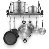 Kitchen Wall Pot Pan Rack,With 10 Hooks,Black