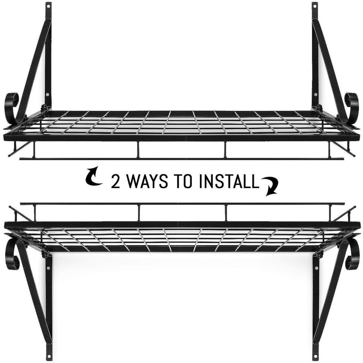 Kitchen Wall Pot Pan Rack,With 10 Hooks,Black