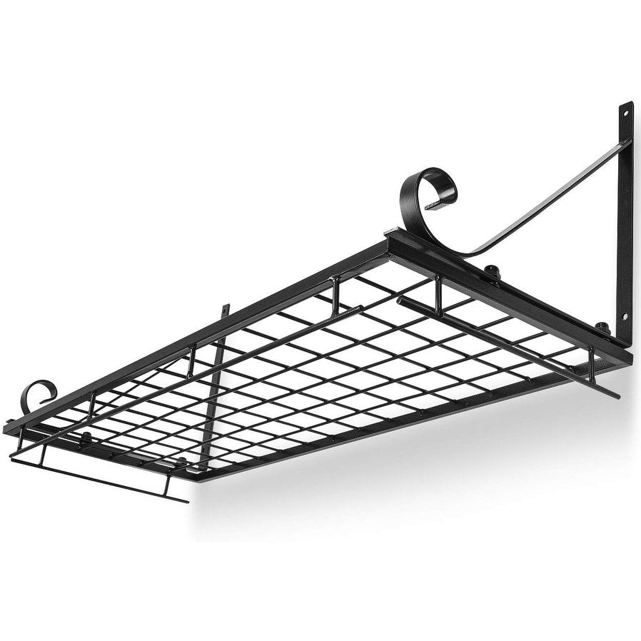 Kitchen Wall Pot Pan Rack,With 10 Hooks,Black