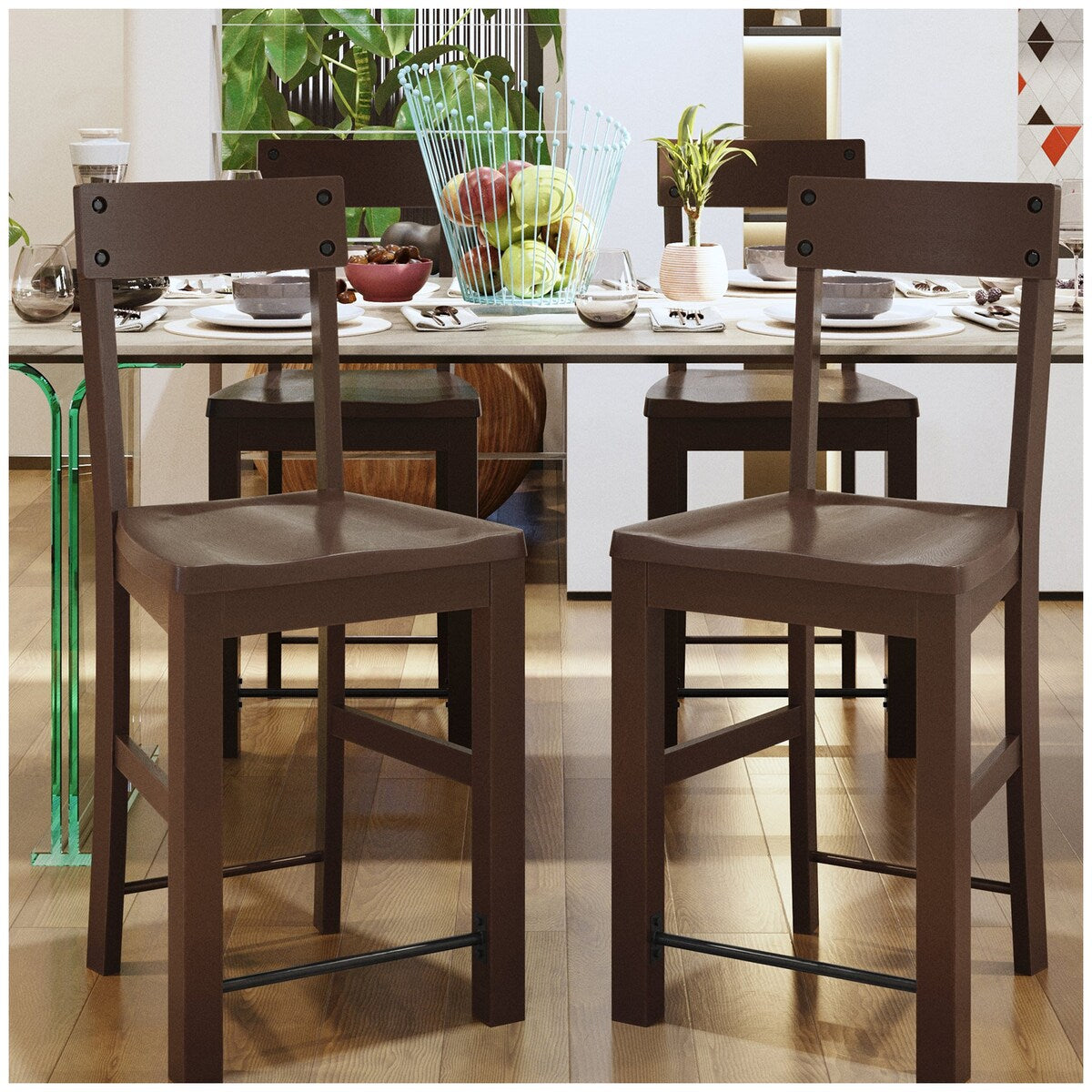 Kitchen & Dining Room Chairs - Espresso 40” Dining Chairs Set of 4