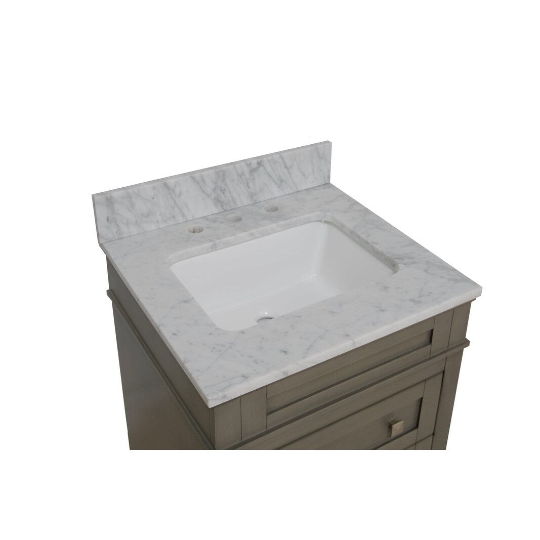 KitchenBathCollection Eleanor 24" Bathroom Vanity with Carrara Marble Top