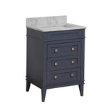 KitchenBathCollection Eleanor 24" Bathroom Vanity with Carrara Marble Top