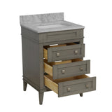 KitchenBathCollection Eleanor 24" Bathroom Vanity with Carrara Marble Top