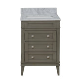 KitchenBathCollection Eleanor 24" Bathroom Vanity with Carrara Marble Top