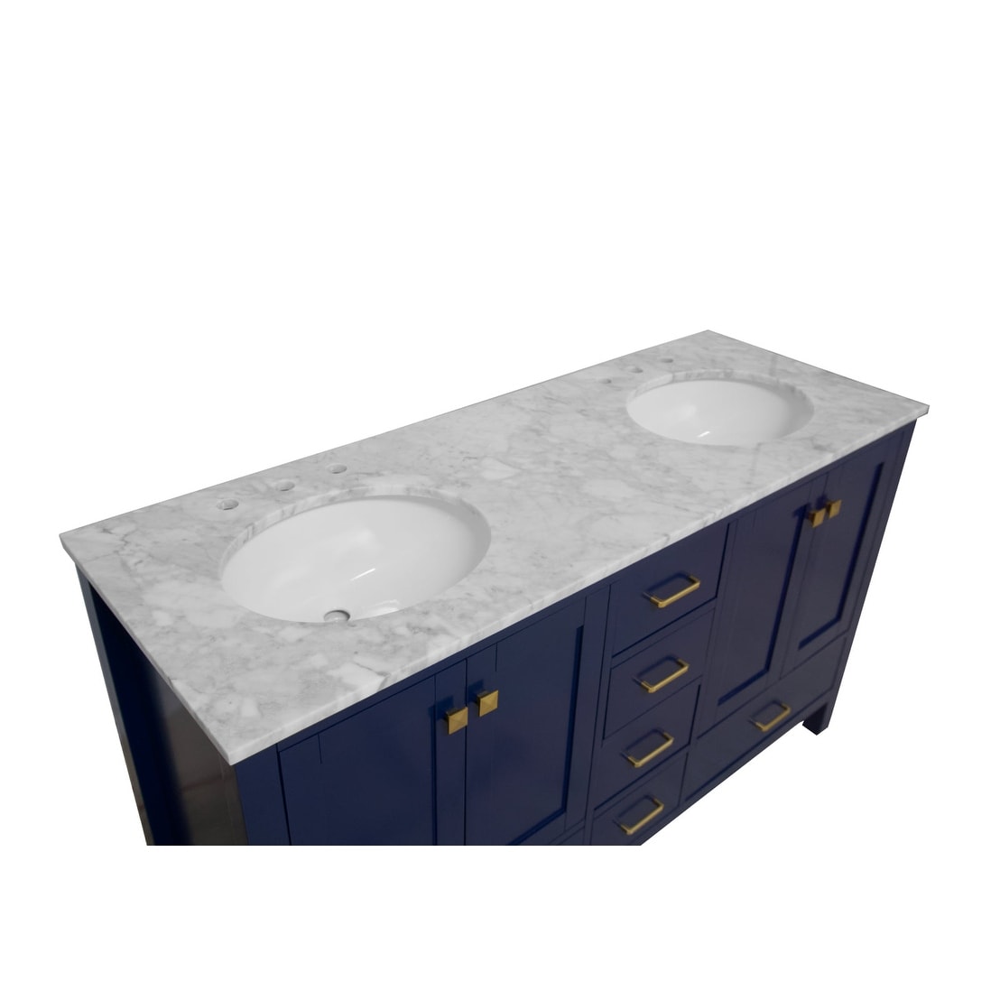 KitchenBathCollection Horizon 60" Double Bathroom Vanity with Carrara Marble Top