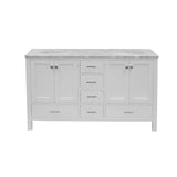 KitchenBathCollection Horizon 60" Double Bathroom Vanity with Carrara Marble Top
