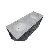 KitchenBathCollection Horizon 60" Double Bathroom Vanity with Carrara Marble Top